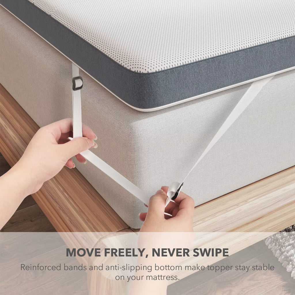 Premium Memory Foam Mattress Toppers with Zipper Bamboo Cover Soft Gel Foam Bed King Queen Twin Full Size Mattress Help Sleep