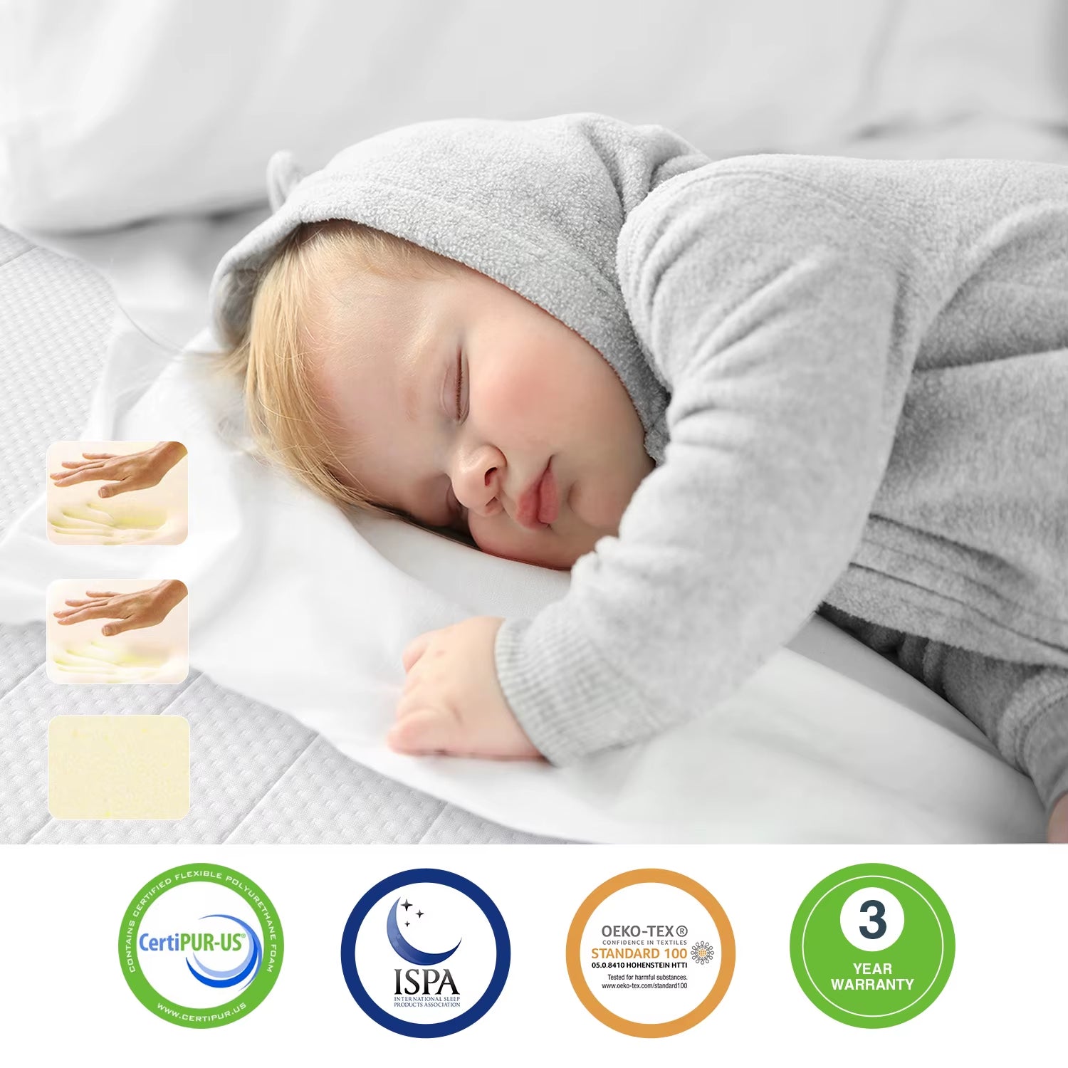 Premium Memory Foam Mattress Toppers with Zipper Bamboo Cover Soft Gel Foam Bed King Queen Twin Full Size Mattress Help Sleep